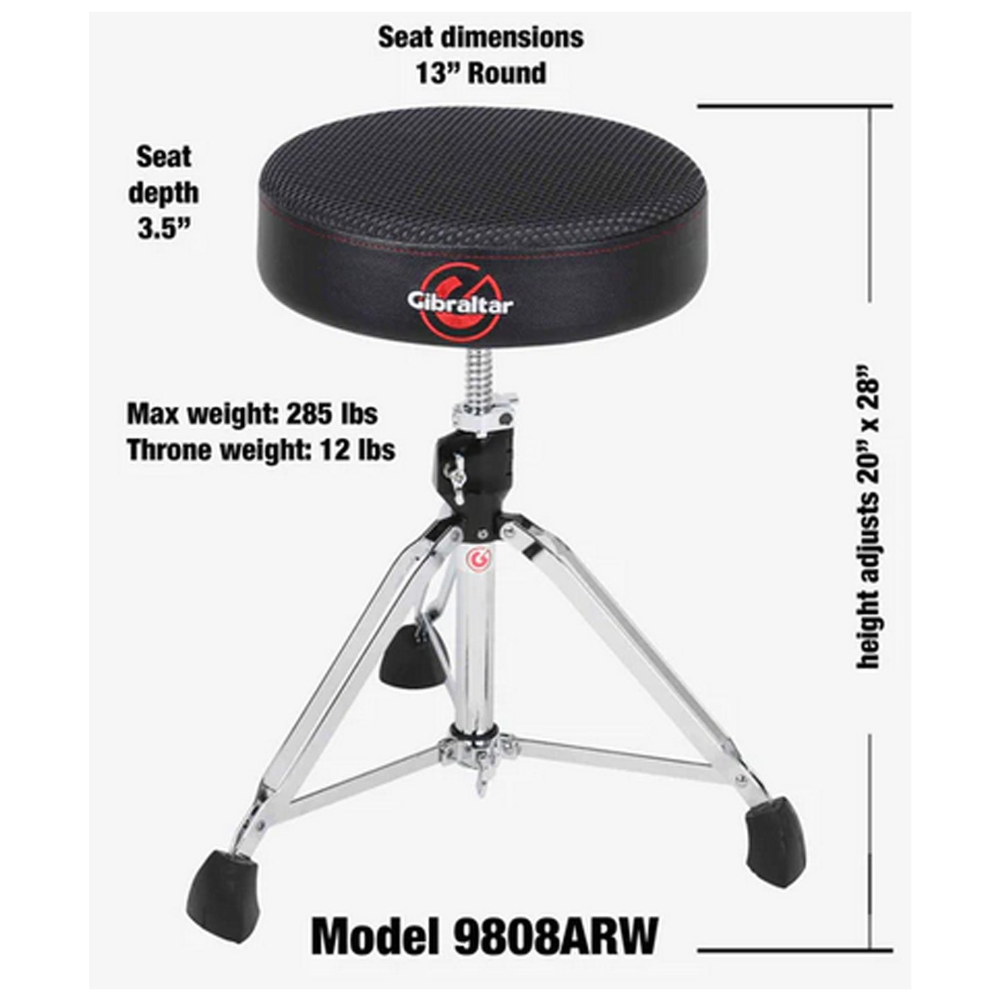 Gibraltar 9000 Series 13" Airtech Web Round Drum Throne