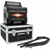 D'Luca Primo Button Accordion 31 Keys 12 Bass on GCF Key with Case and Straps, Black