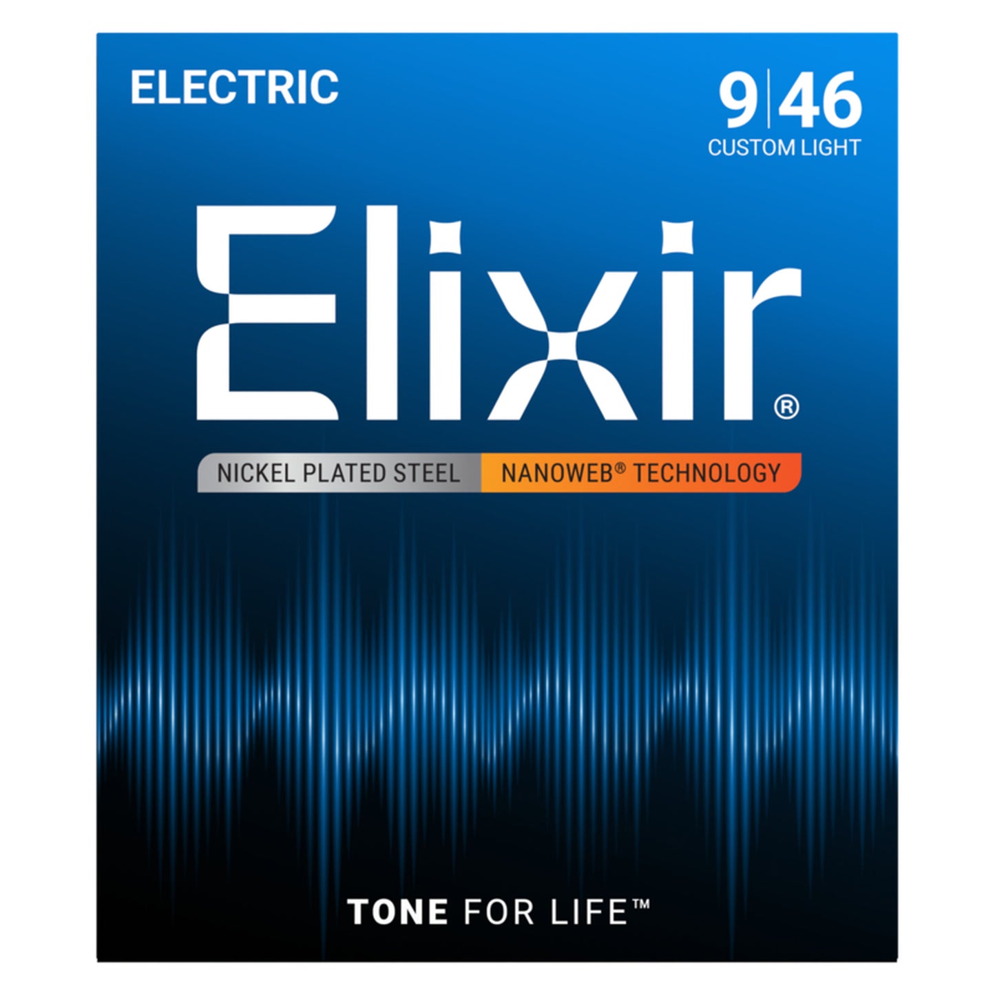 Elixir Electric Guitar Strings, NANOWEB, Custom Light (.009-.046)