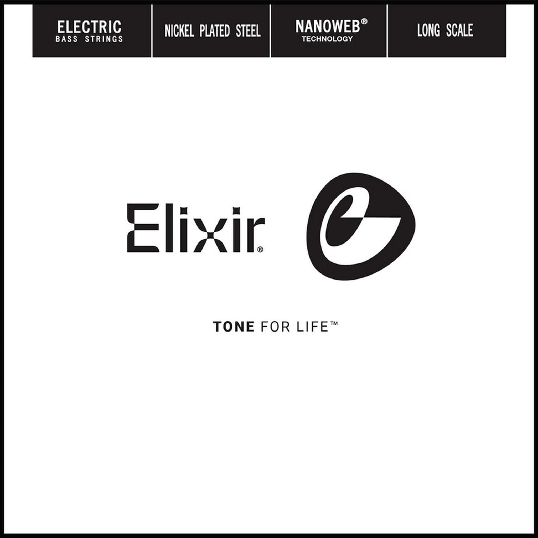 Elixir Nickel Plated Steel Single Bass String, NANOWEB, (.080)