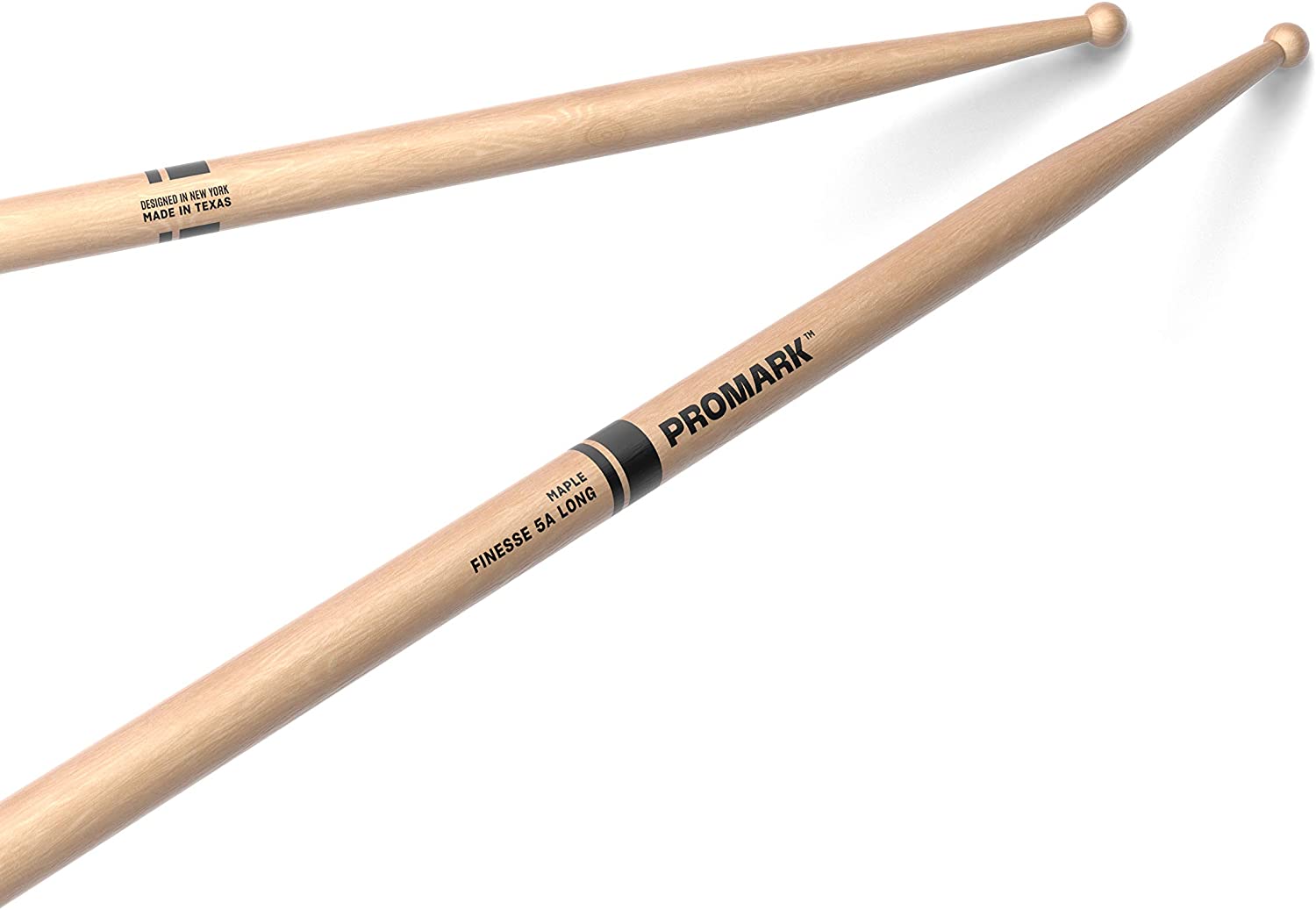 Promark Finesse 5A Long Maple Drumstick, Small Round Wood Tip