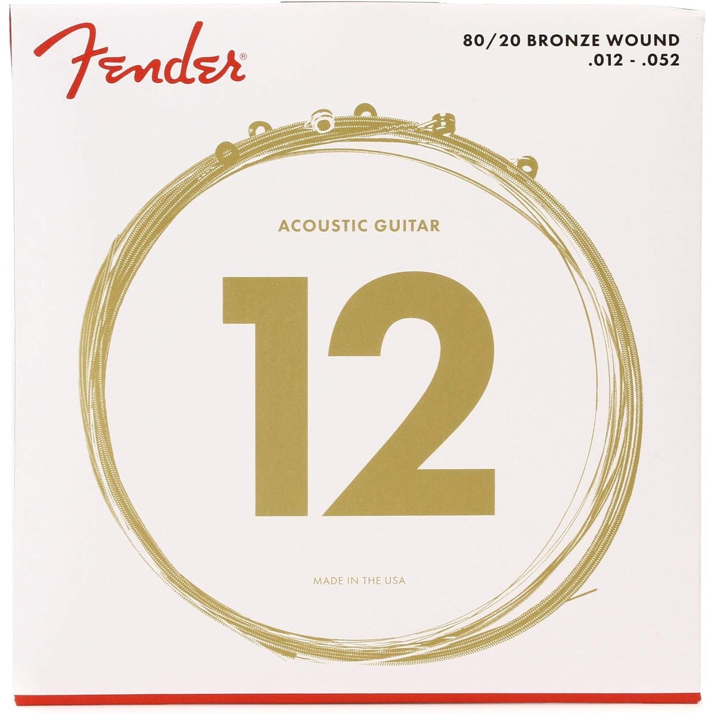 Fender 80/20 Bronze Acousitc Guitar Strings, Ball End, .012-.052