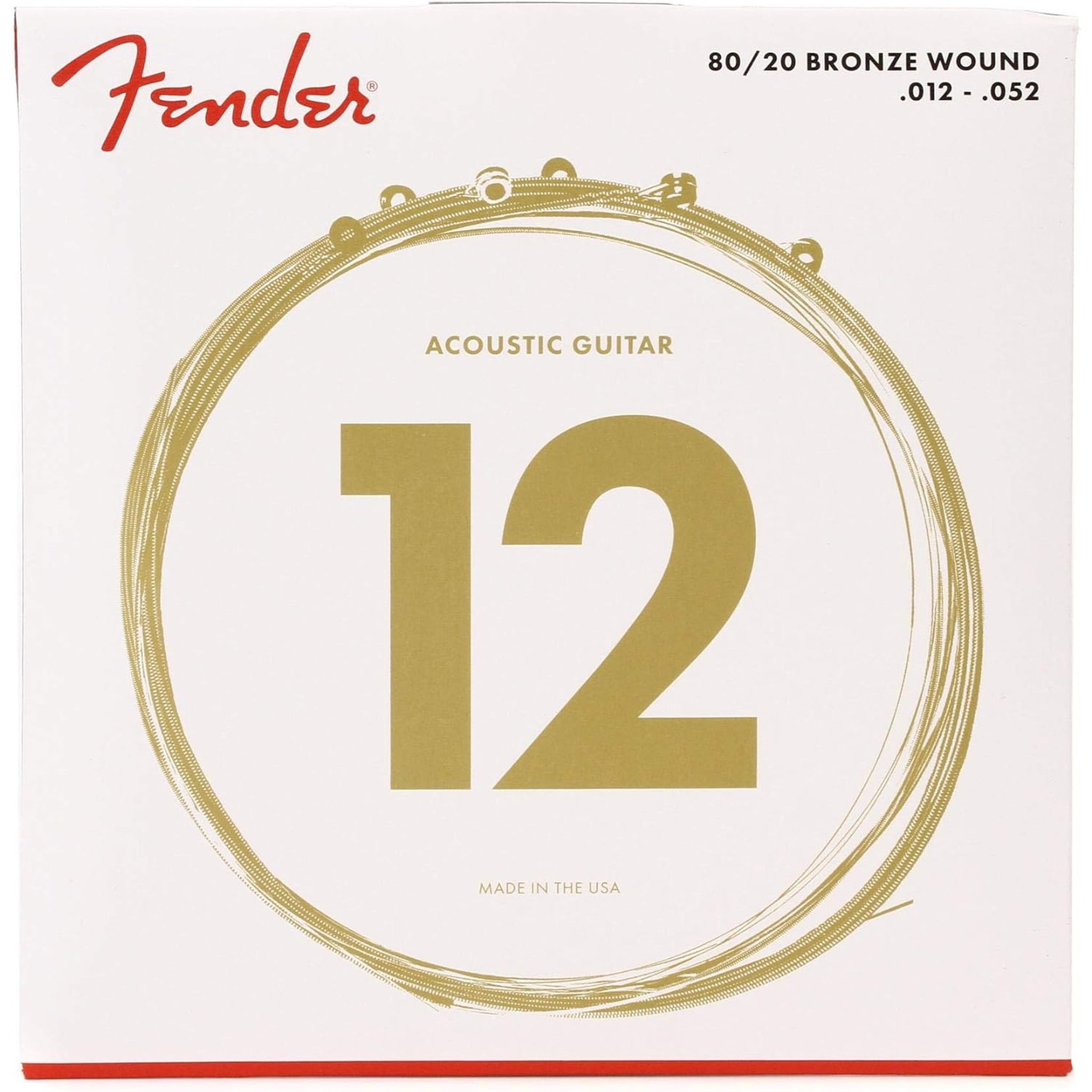 Fender 80/20 Bronze Acousitc Guitar Strings, Ball End, .012-.052