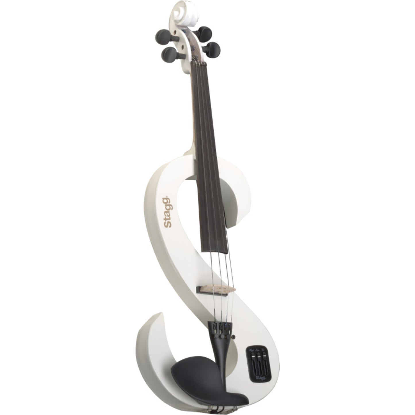 Stagg 4/4 Electric Violin Set With S-shaped White, Case & Headphones
