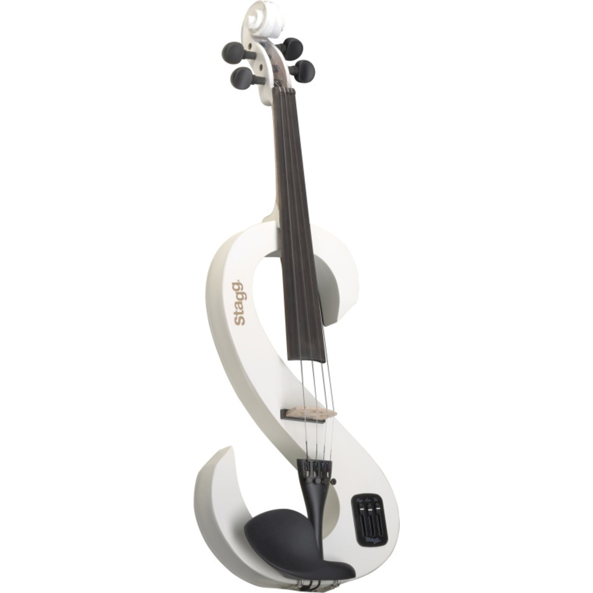 Stagg 4/4 Electric Violin Set With S-shaped White, Case & Headphones