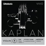 D'Addario Kaplan Vivo Violin A String, 3/4 Scale, Medium Tension
