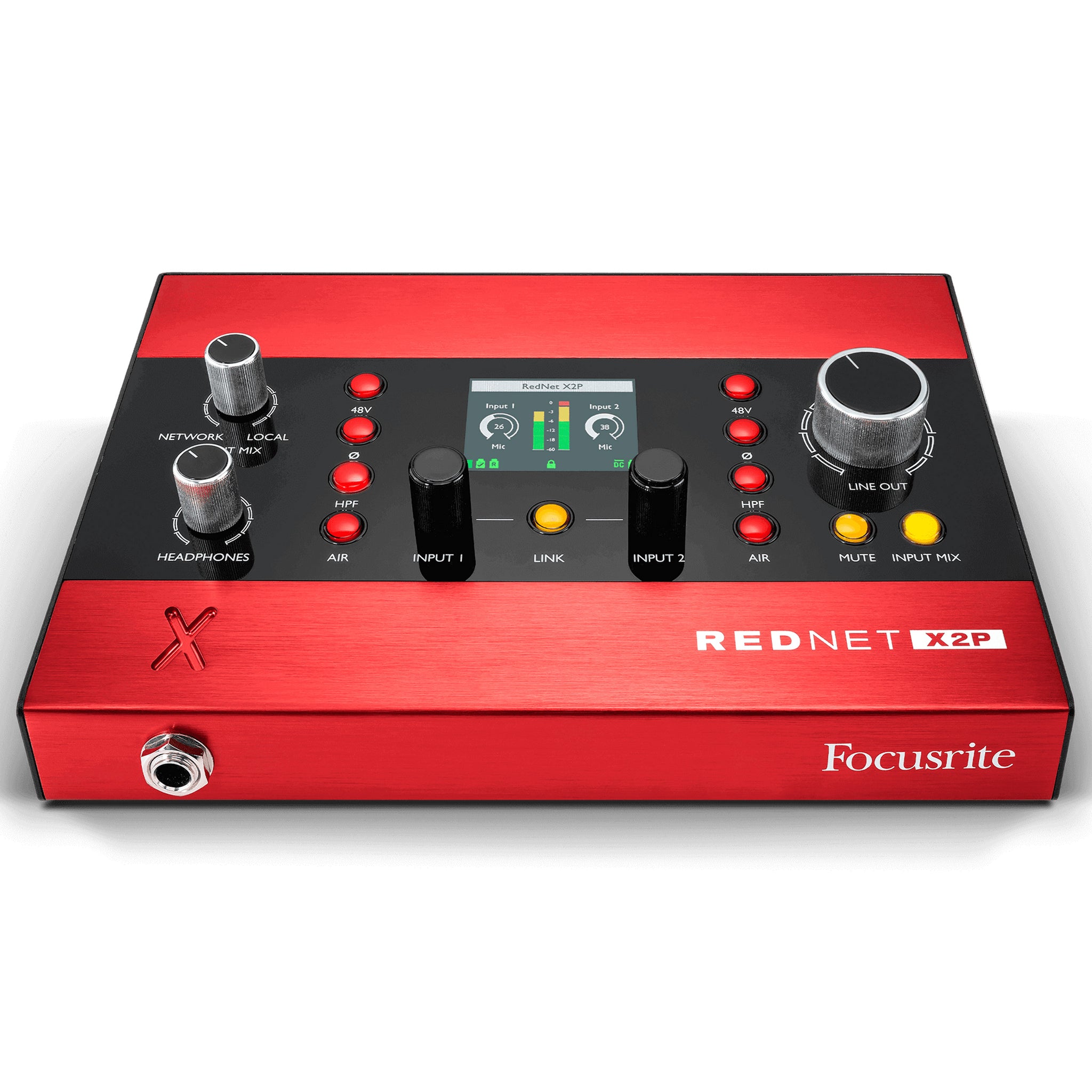 Focusrite Pro RedNet X2P 2x2 Ethernet Audio Digital IO with Mic Preamps