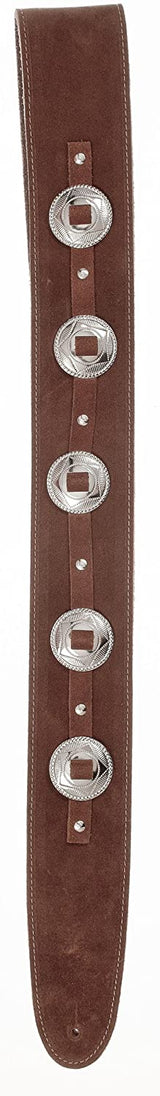 D'Addario Deluxe Leather Conchos Guitar Strap, Brown