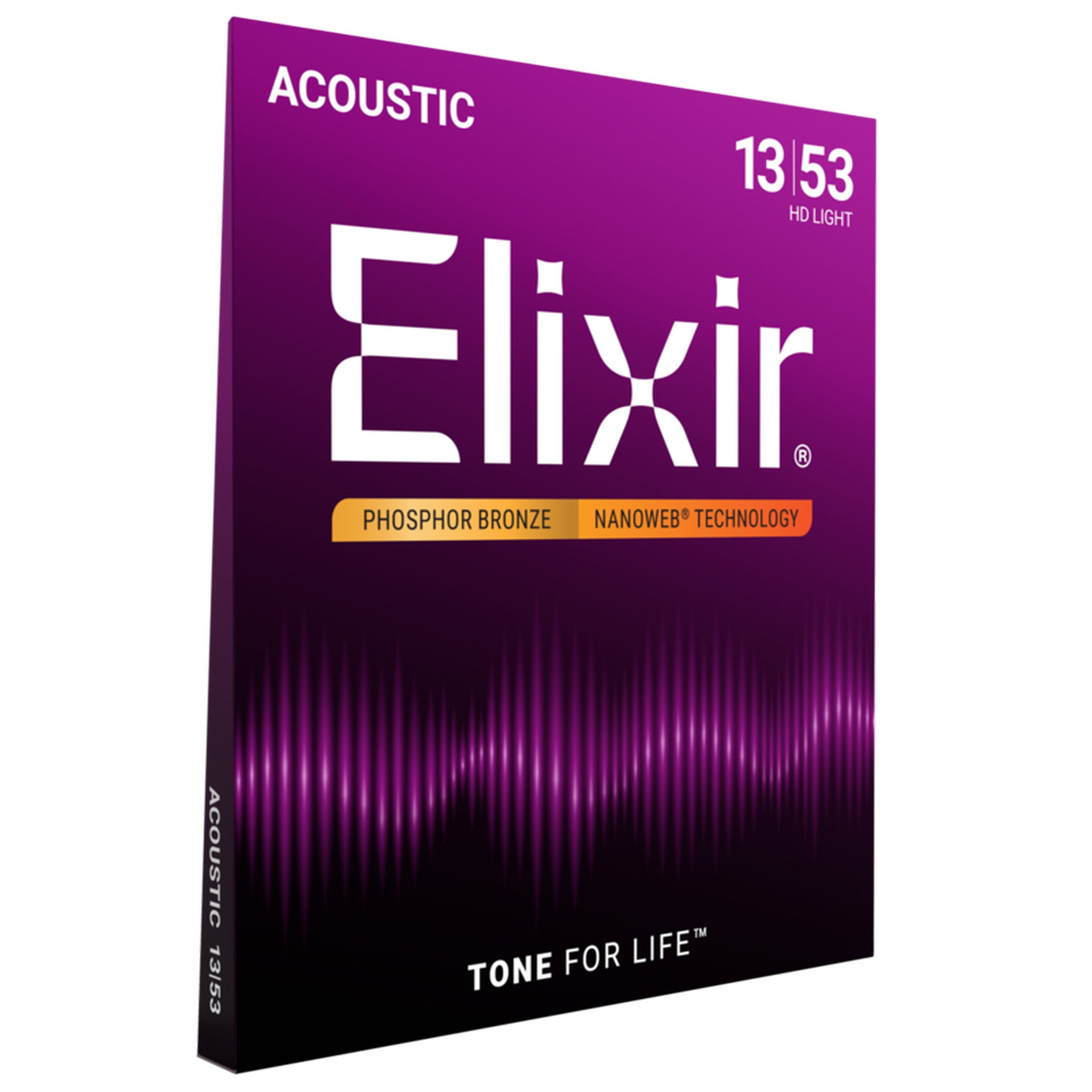 Elixir Phosphor Bronze Acoustic Guitar Strings, NANOWEB, HD Light (.013-.053)