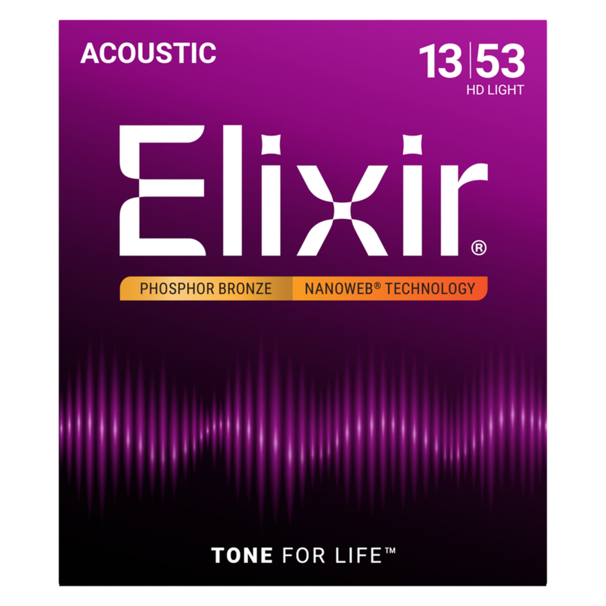Elixir Phosphor Bronze Acoustic Guitar Strings, NANOWEB, HD Light (.013-.053)