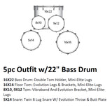 Ludwig Evolution 5pc Acoustic Drum Set with 22" Bass Drum Mint