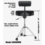 Gibraltar 9000 Series 16 Hydraulic Cordura Saddle Drum Throne with Backrest