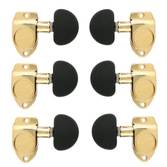 Ovation Gold Guitar Tuning Machines Set, Black Large Pegs, 3+3 6 Strings