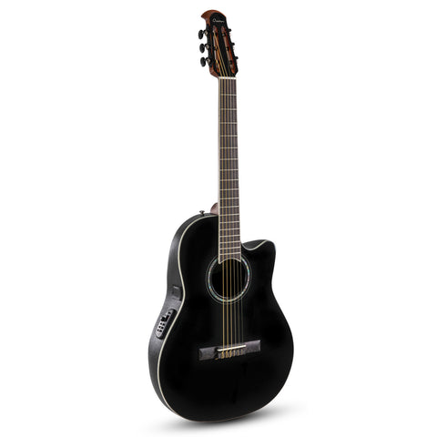 Ovation Celebrity Traditional Classic Nylon E-Acoustic Guitar CS24C-5G, CS/Mid/Cutaway, Black Gloss