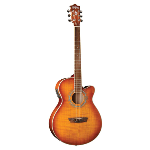 Washburn EA15 Festival Series Mini Jumbo Acoustic Electric Guitar. Ice Tea Burst