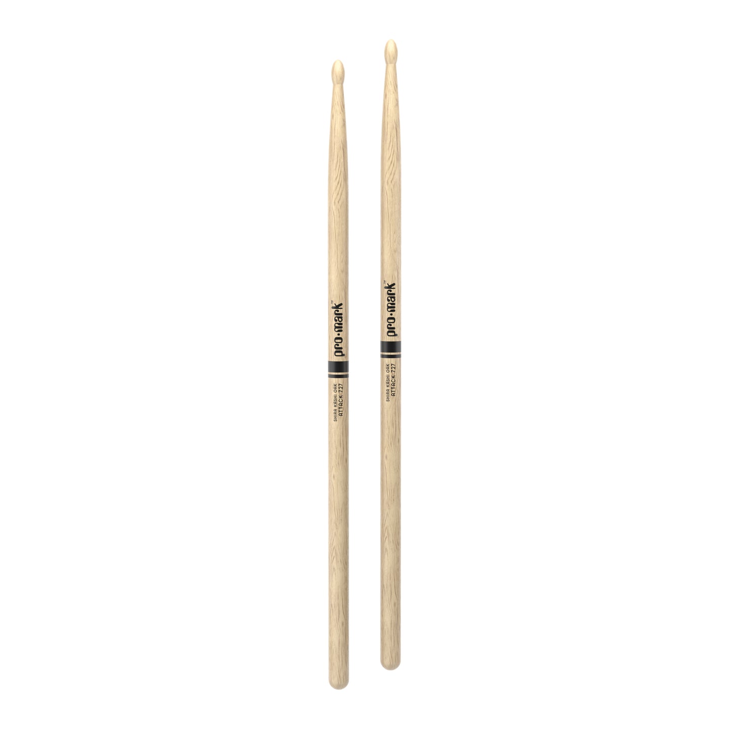 ProMark Classic 7A Attack 727 Shira Kashi Oak Drumsticks, Oval Wood Tip