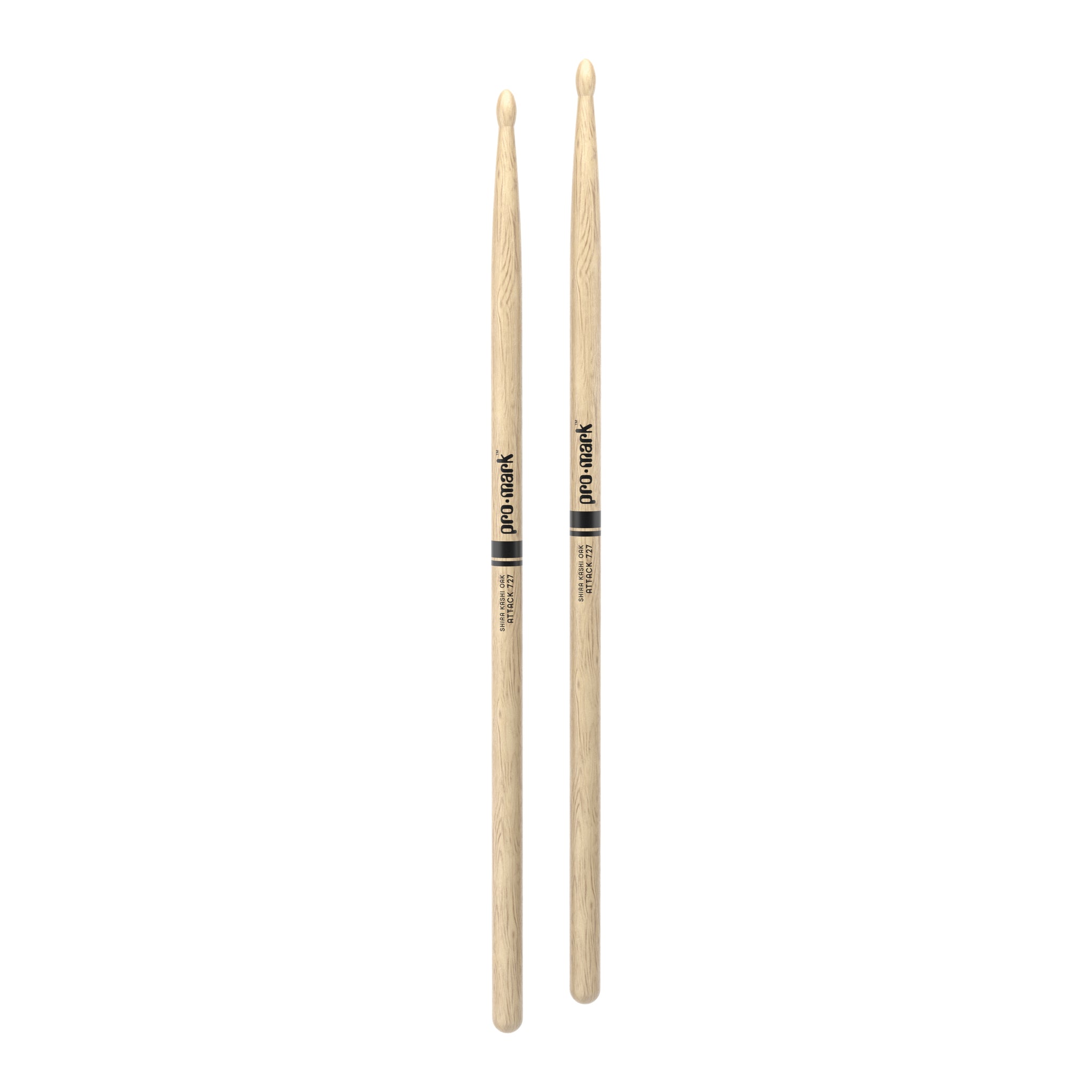 ProMark Classic 7A Attack 727 Shira Kashi Oak Drumsticks, Oval Wood Tip