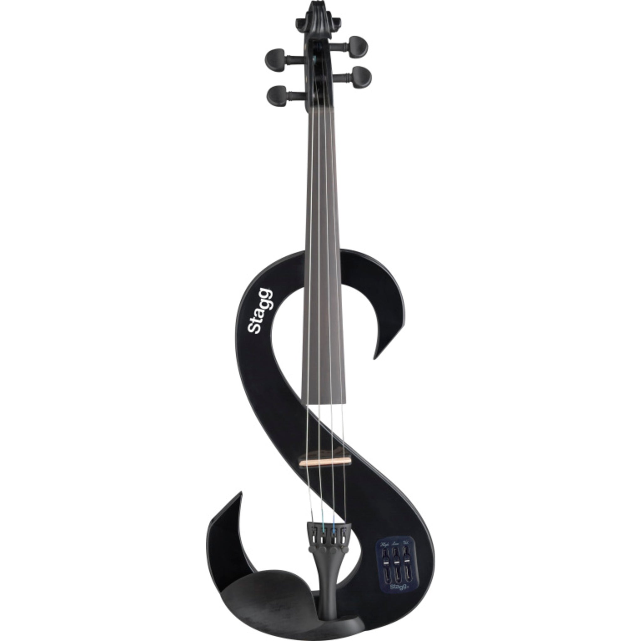 Stagg 4/4 Electric Violin Set With S-shaped Black, Case & Headphones