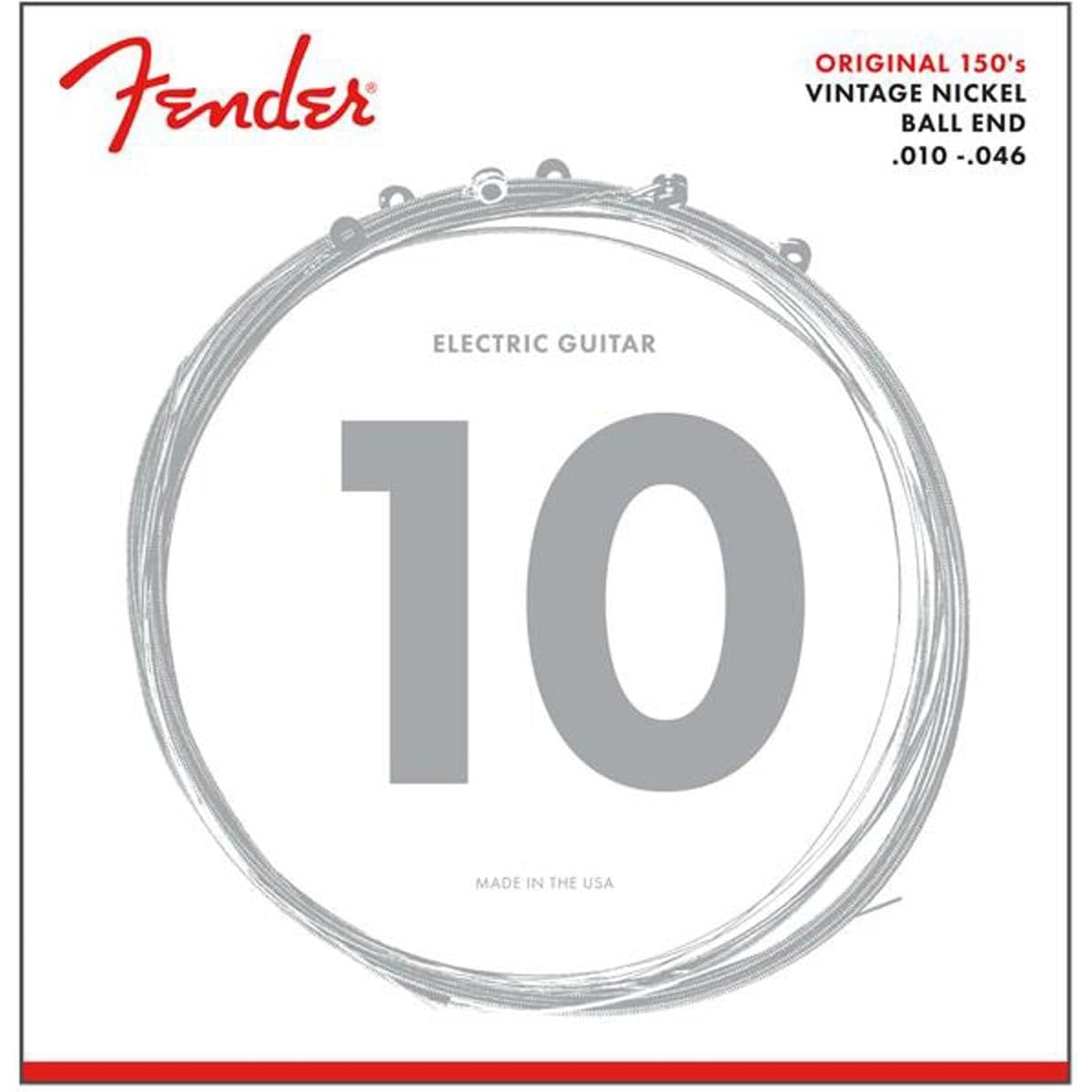 Fender Original 150 Electric Guitar Strings Pure Nickel Wound Ball End 010-046
