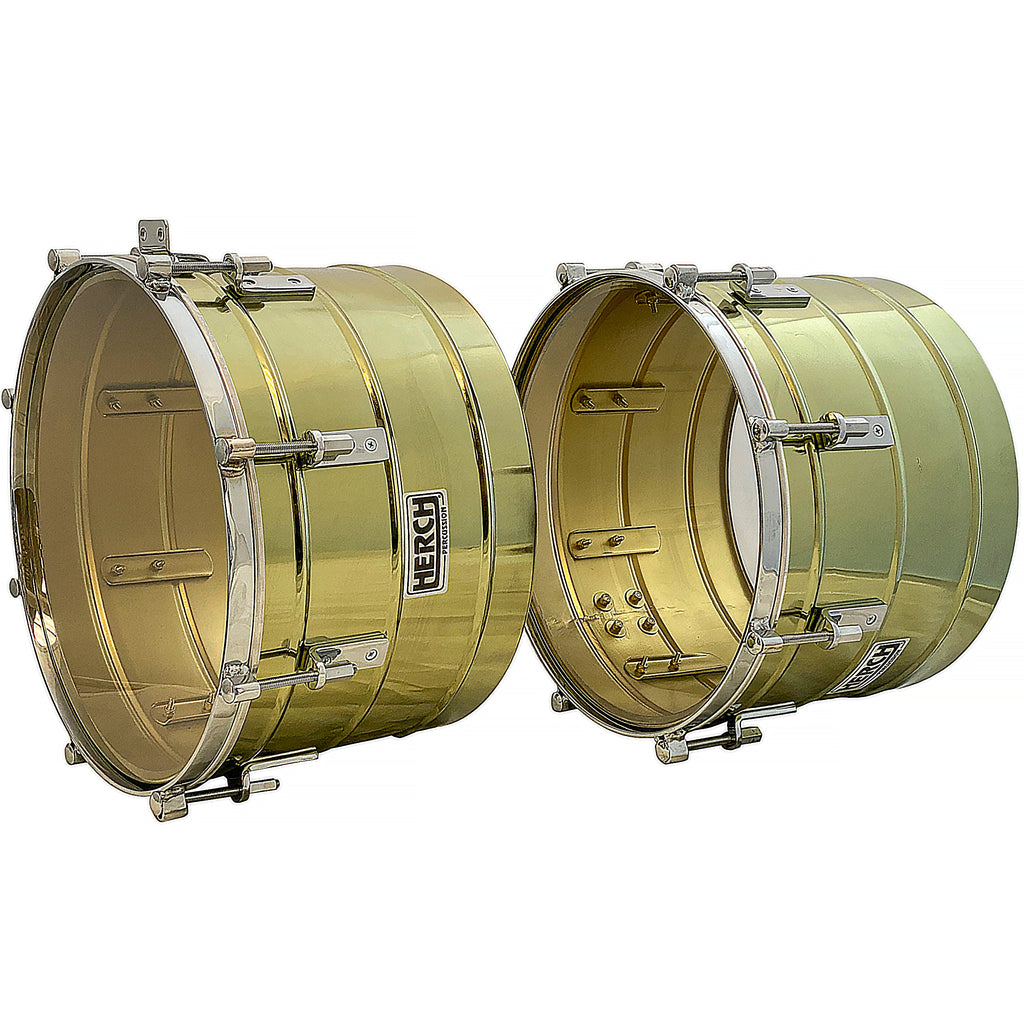 D'Luca made by Herch Timbales 15" & 16" Brass with Chrome Hardware wit