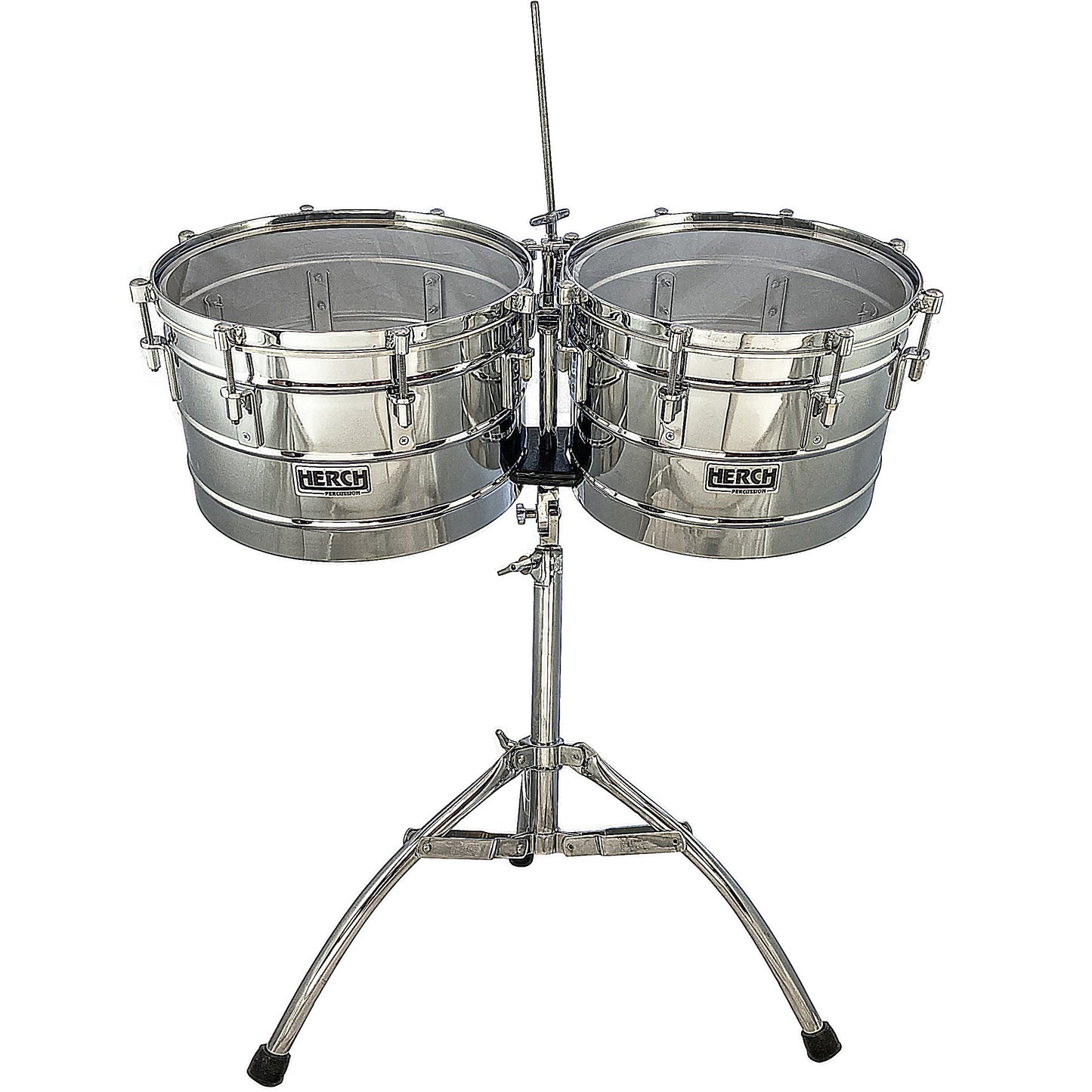 D'Luca made by Herch Timbales 15" & 16" Stainless Steel with Stand
