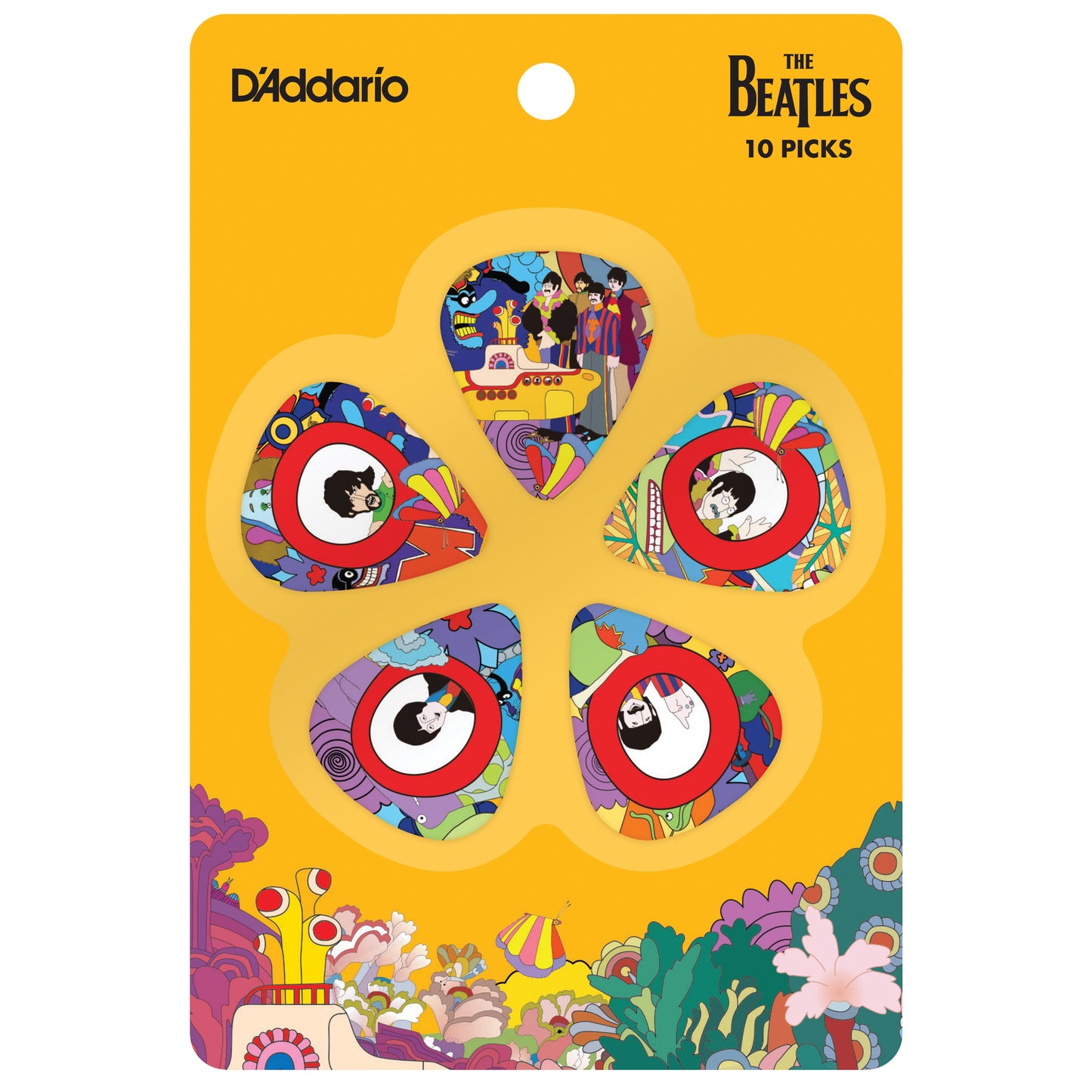 D'Addario Yellow Submarine 50th Anniversary Medium Gauge Guitar Picks, 10-pack