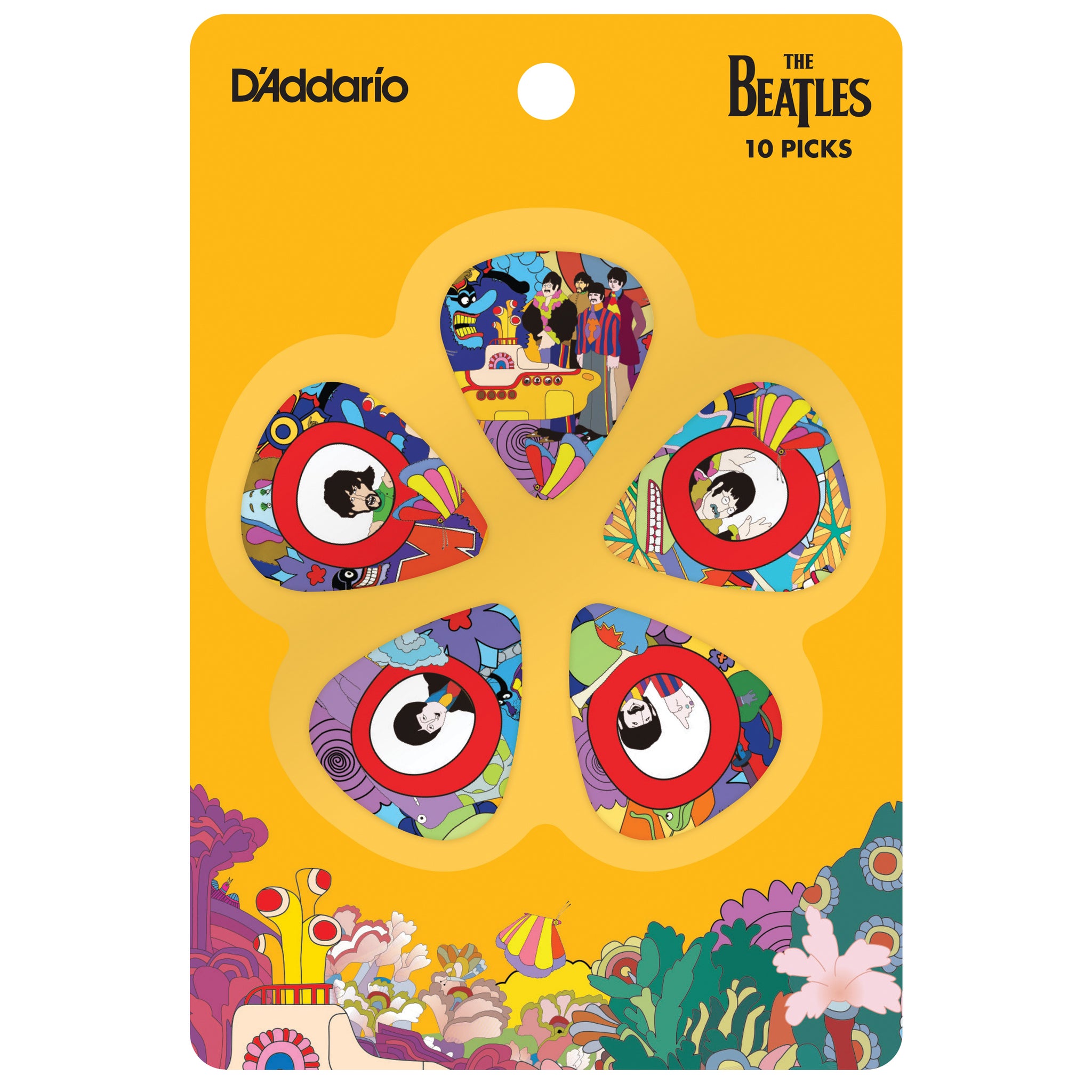 D'Addario Yellow Submarine 50th Anniversary Medium Gauge Guitar Picks, 10-pack