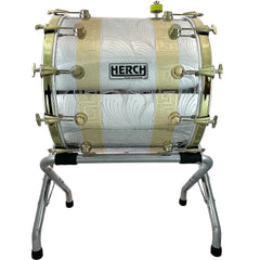D'Luca made by Herch 20"x24" Bass Drum Tambora Gold/Silver Engraved Case & Stand