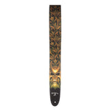 D'Addario Alchemy Leather Guitar Strap, Green Skull