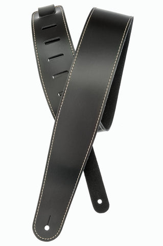 Planet Waves Classic Leather Guitar Strap with Contrast Stitch, Black