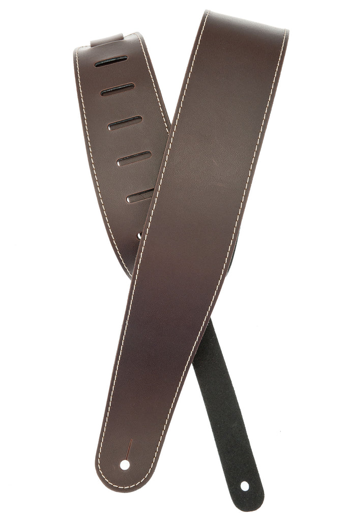 Planet Waves Classic Leather Guitar Strap with Contrast Stitch, Brown