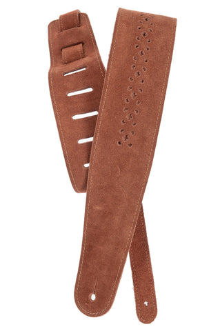 Planet Waves Vented Leather Guitar Strap, Camel Suede Rosette