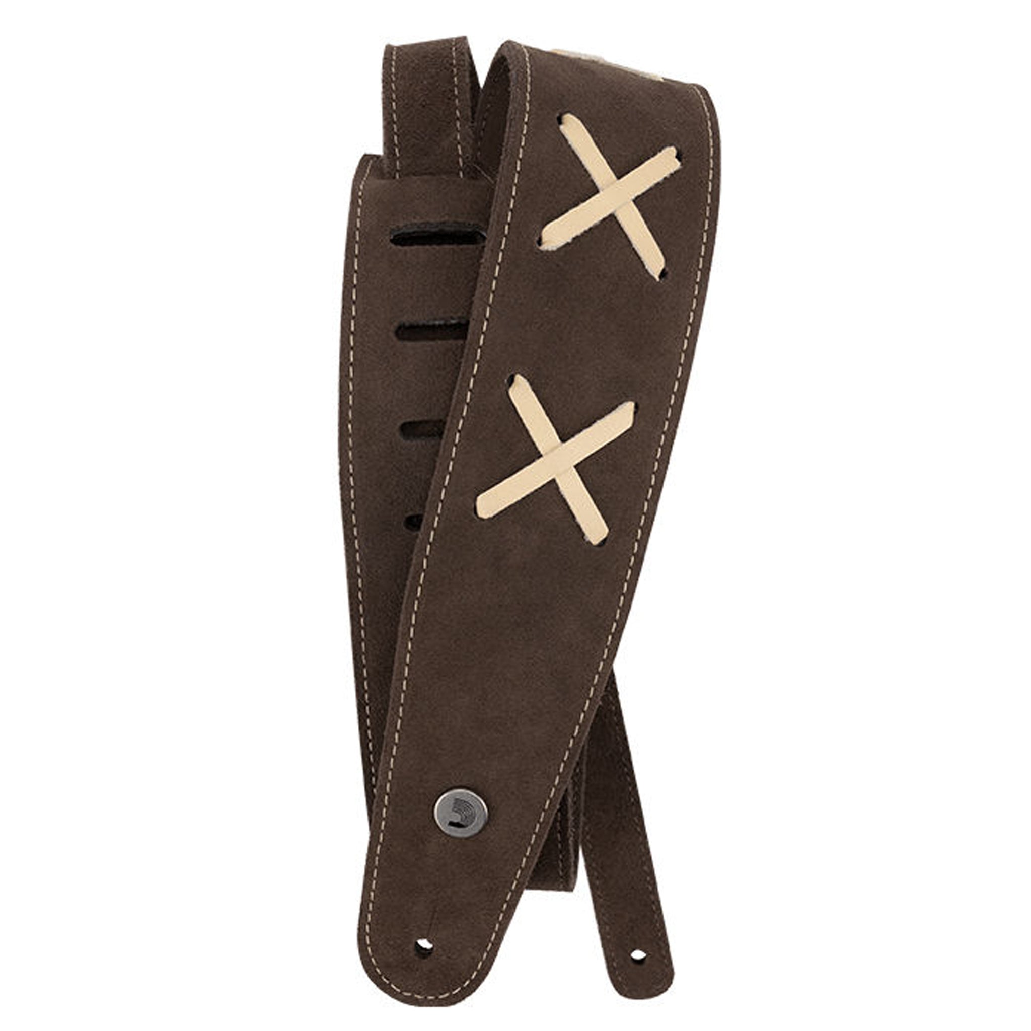 D'Addario, 2.5" Suede Leather Vintage Guitar Strap, Brown 