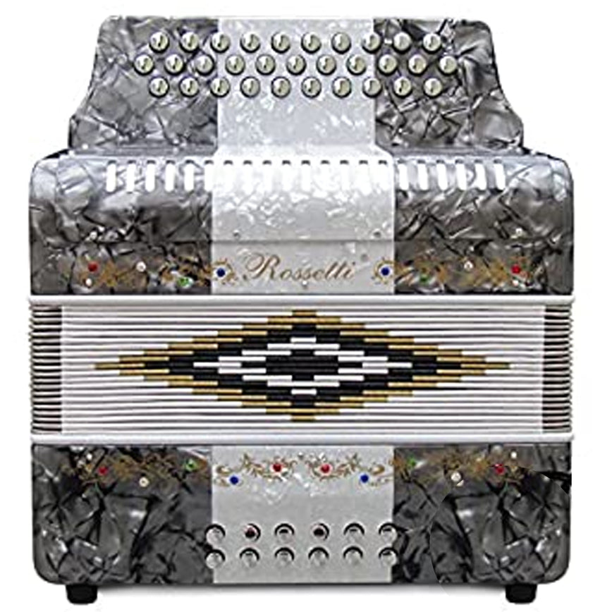 Rossetti 31 Button Accordion 12 Bass FBE Grey White Grey