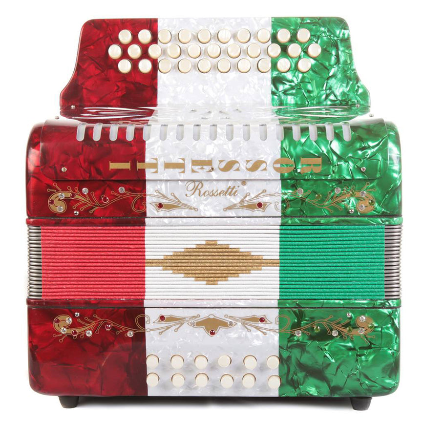 Rossetti 31 Button Accordion 12 Bass GCF Mexican Flag