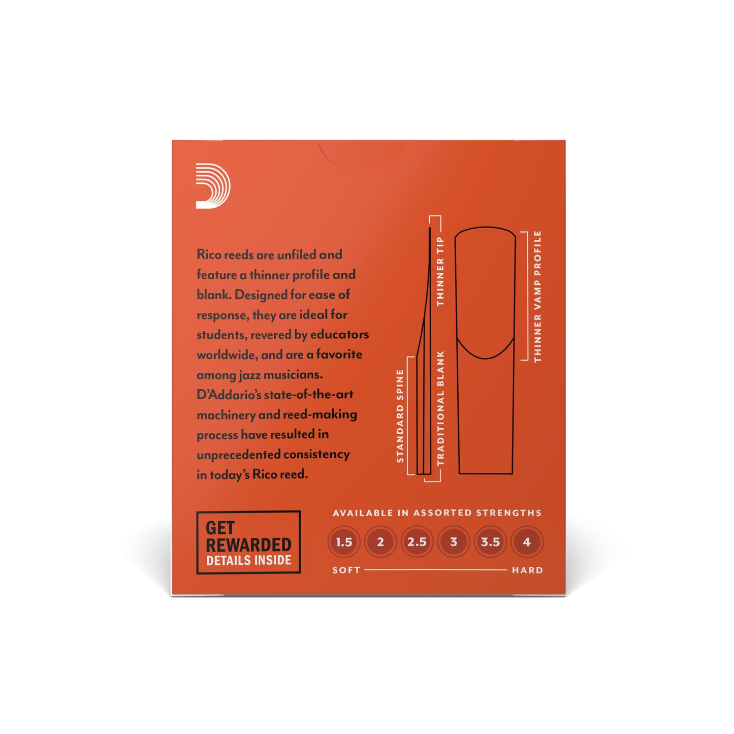 Rico by D'Addario Soprano Sax Reeds, Strength 3.5, 10-pack