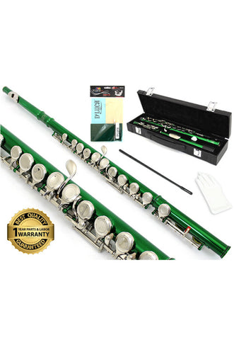D'Luca 400 Series Green 16 Closed Hole C Flute with Offset G and Split E Mechanism, PU Leather Case, Cleaning Kit and 1 Year Manufacturer Warranty