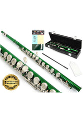 D'Luca 400 Series Green 16 Closed Hole C Flute with Offset G and Split E Mechanism, PU Leather Case, Cleaning Kit and 1 Year Manufacturer Warranty