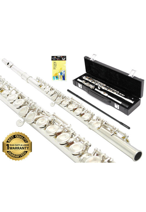 D'Luca 400 Series Silver Plated 16 Closed Hole C Flute with Offset G and Split E Mechanism, 1 Year Manufacturer Warranty