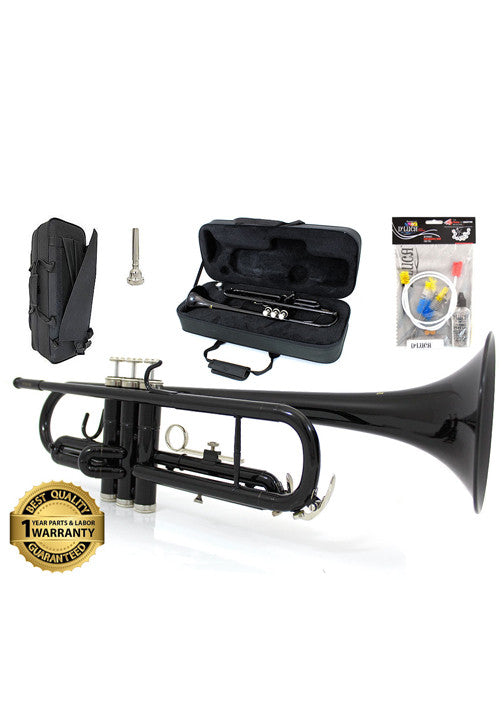 D’Luca 500 Series Black Standard Bb Trumpet with Professional Case, Cleaning Kit and 1 Year Manufacturer Warranty