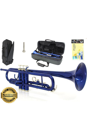 D’Luca 500 Series Blue Standard Bb Trumpet with Professional Case, Cleaning Kit and 1 Year Manufacturer Warranty