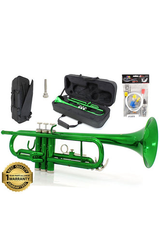 D’Luca 500 Series Green Standard Bb Trumpet with Professional Case, Cleaning Kit and 1 Year Manufacturer Warranty