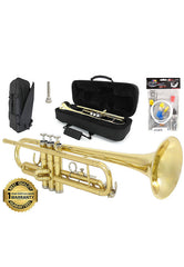 D’Luca 500 Series Gold Brass Standard Bb Trumpet with Professional Case, Cleaning Kit and 1 Year Manufacturer Warranty