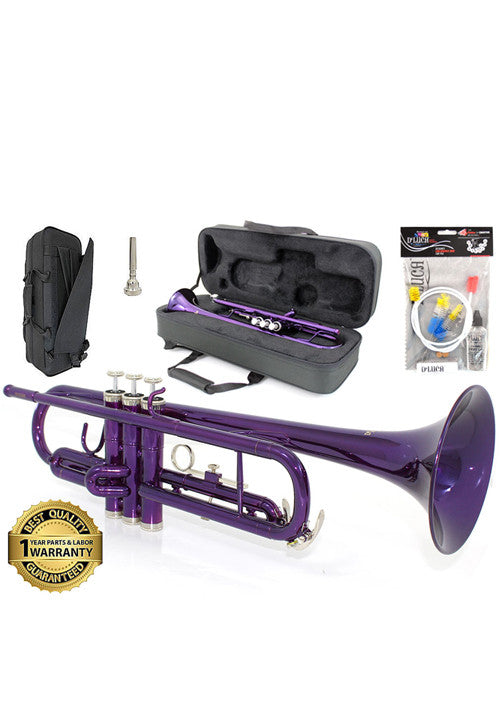 D’Luca 500 Series Purple Standard Bb Trumpet with Professional Case, Cleaning Kit and 1 Year Manufacturer Warranty