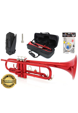 D’Luca 500 Series Red Standard Bb Trumpet with Professional Case, Cleaning Kit and 1 Year Manufacturer Warranty