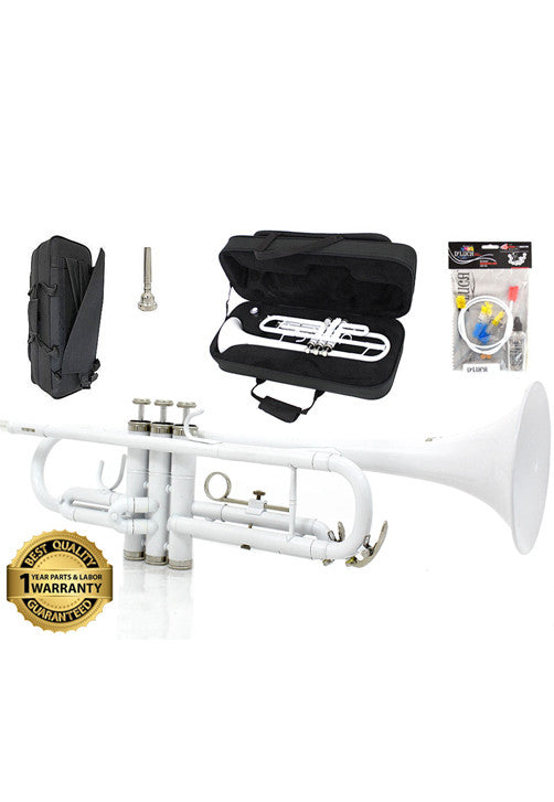 D’Luca 500 Series White Standard Bb Trumpet with Professional Case, Cleaning Kit and 1 Year Manufacturer Warranty