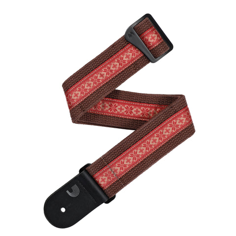 D'Addario Deluxe Cotton Guitar Strap, Brown