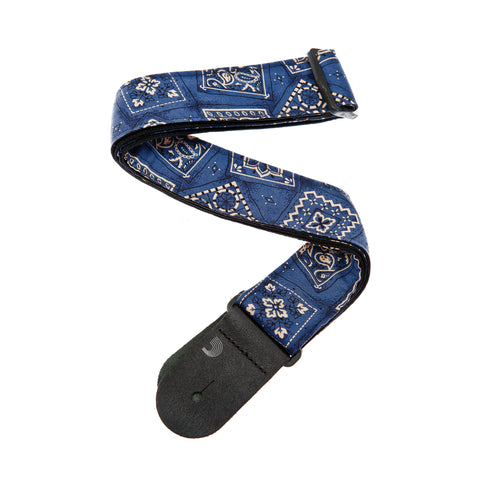 D'Addario Woven Guitar Strap, Bandana Blue