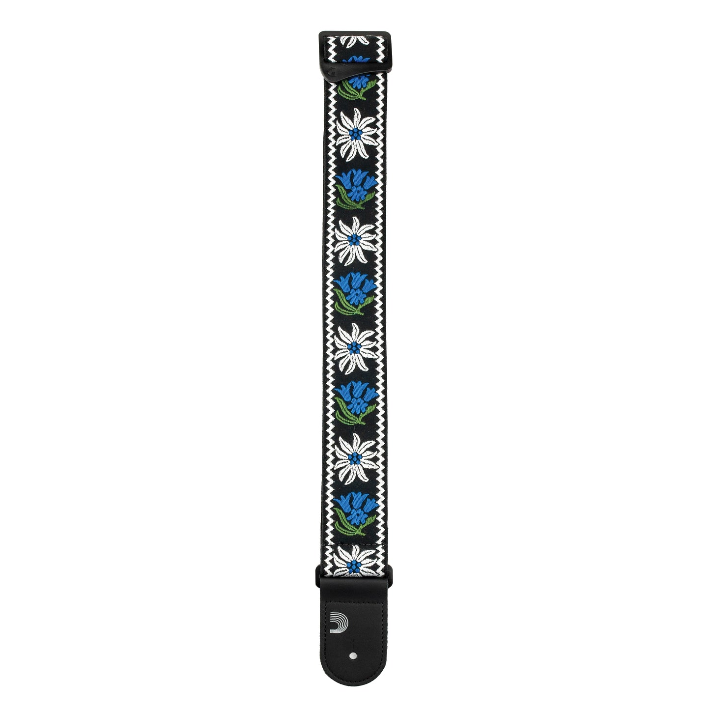 D'Addario Woven Guitar Strap, Peace Love, Black and Blue