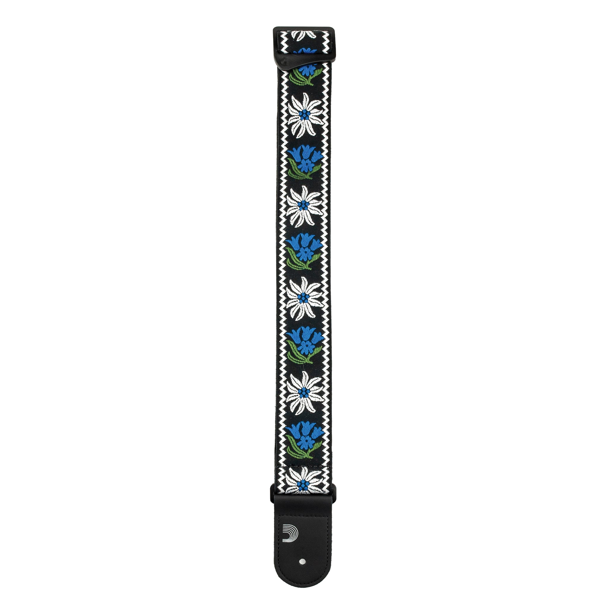 D'Addario Woven Guitar Strap, Peace Love, Black and Blue